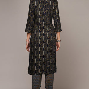 Blue Silk Blend Ethnic Motifs Straight Kurta VCK9130