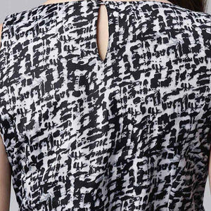Black Crepe Abstract Print Mini Dress VD1058