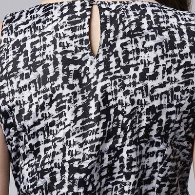 Black Crepe Abstract Print Mini Dress VD1058