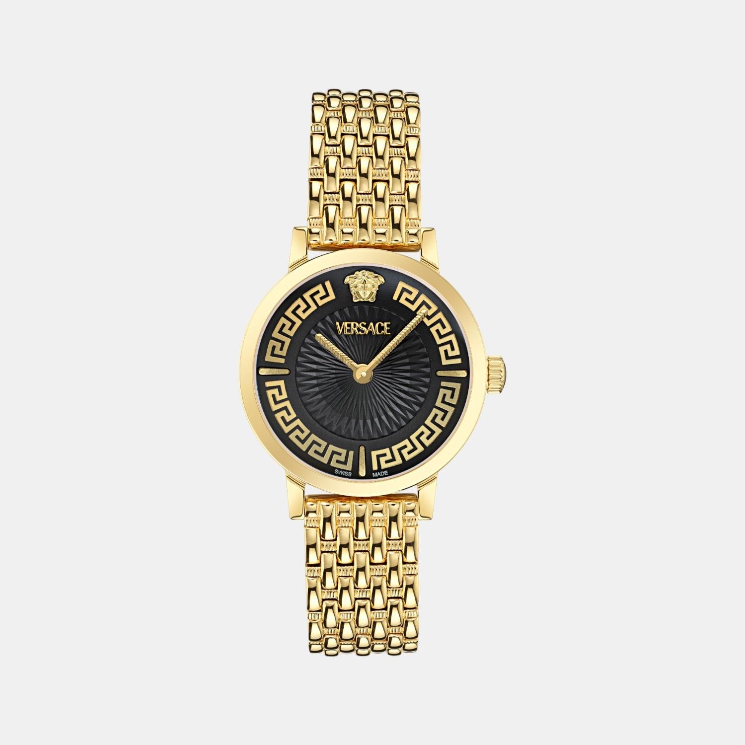 Greca Fortuna Women Quartz Black Dial Analog Stainless Steel Watch VE0A00525