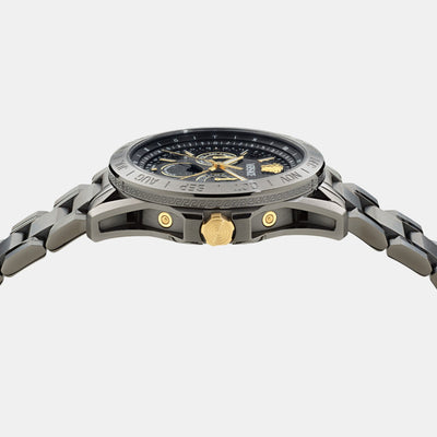 Galaxy Moonphase Men Quartz Black Dial Multi-Function Stainless Steel Watch VE0K00525