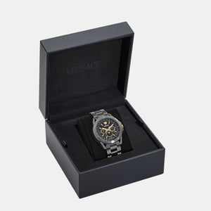 Galaxy Moonphase Men Quartz Black Dial Multi-Function Stainless Steel Watch VE0K00525