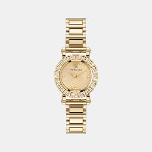 Greca Glam Women Quartz Gold Dial Analog Stainless Steel Watch VE2Q00422