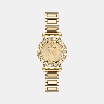 Greca Glam Women Quartz Gold Dial Analog Stainless Steel Watch VE2Q00422