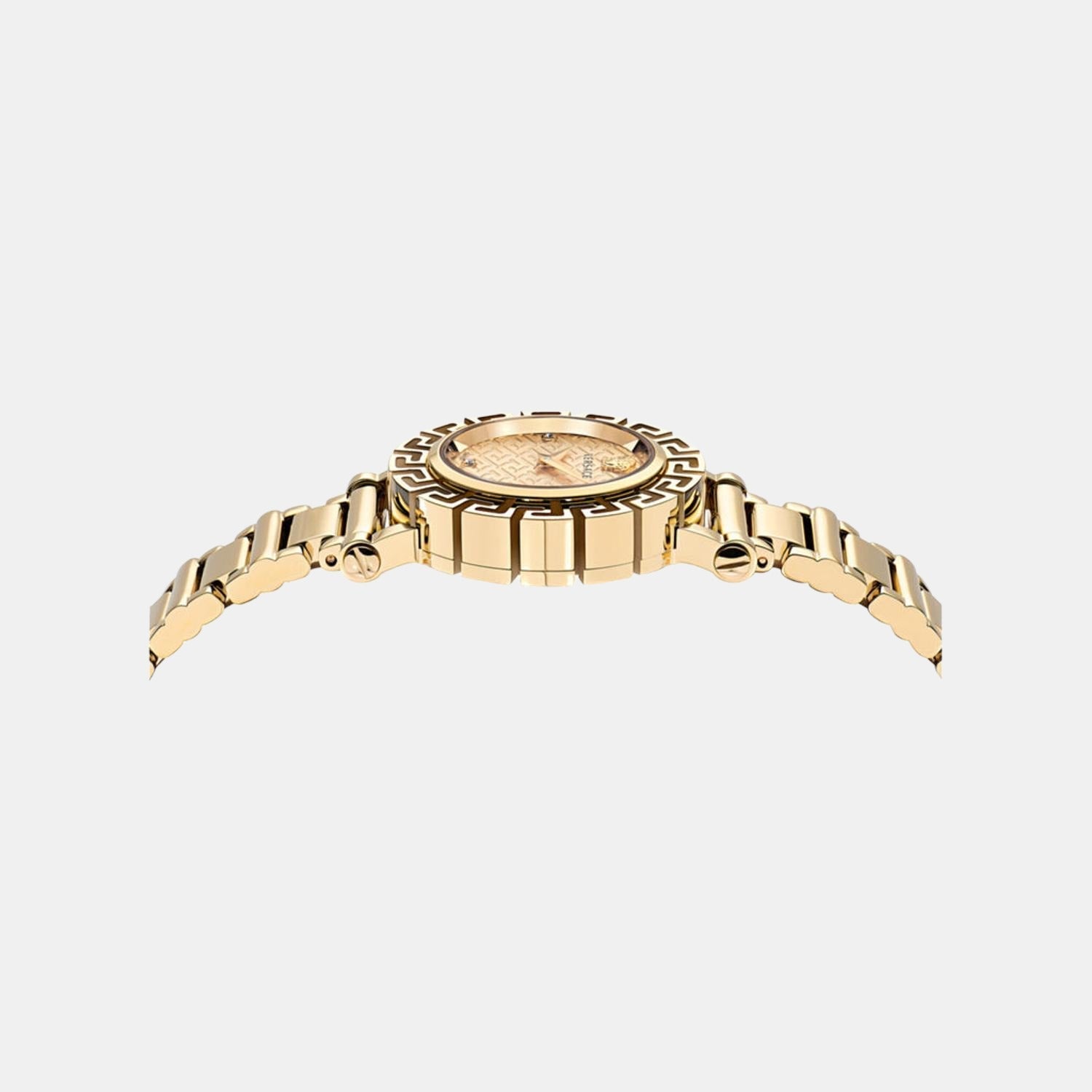 Greca Glam Women Quartz Gold Dial Analog Stainless Steel Watch VE2Q00422