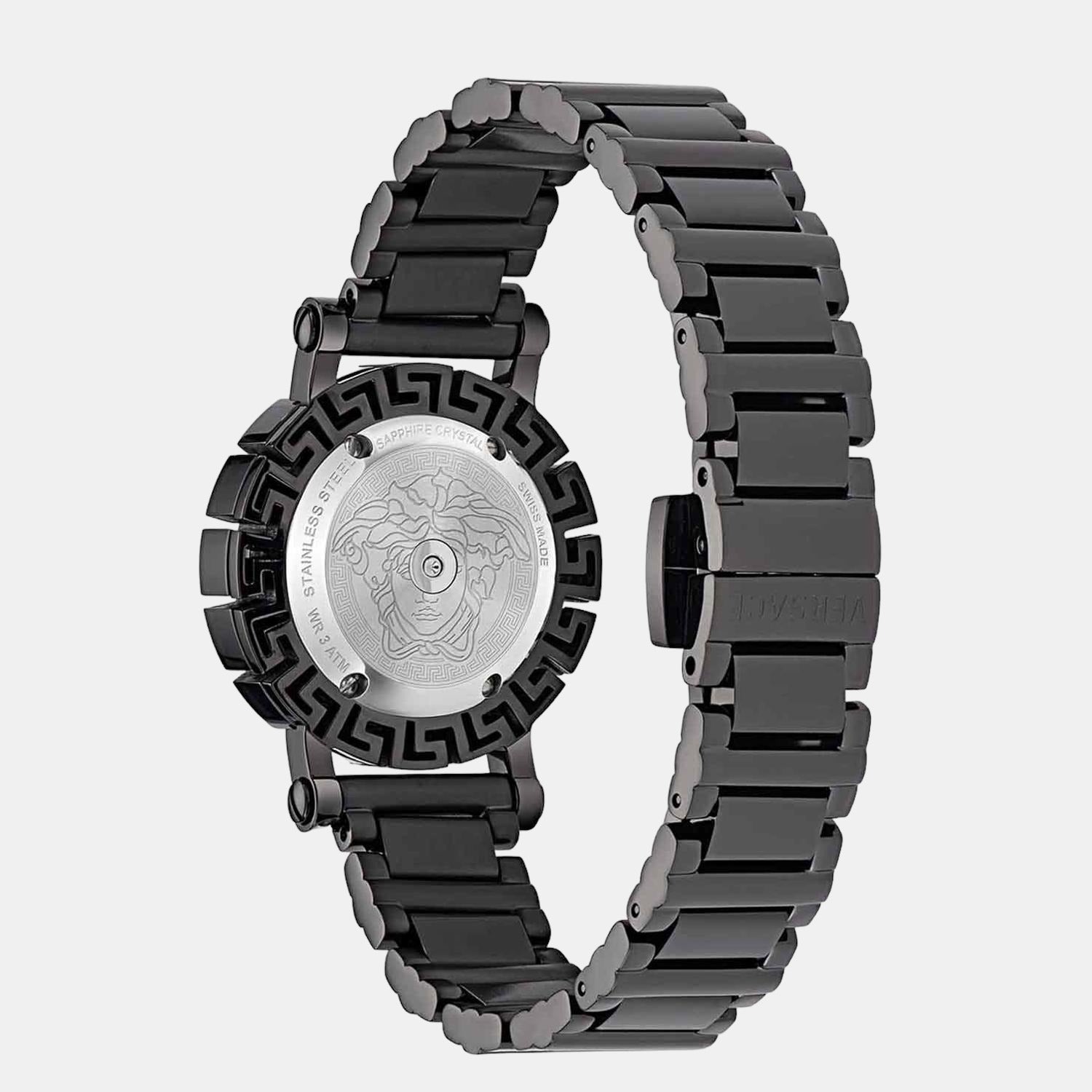 Greca Glam Women Quartz Black Dial Analog Stainless Steel Watch VE2Q00522