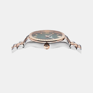 Hellenyium Women Quartz Green Dial Analog Stainless Steel Watch VE2S00422