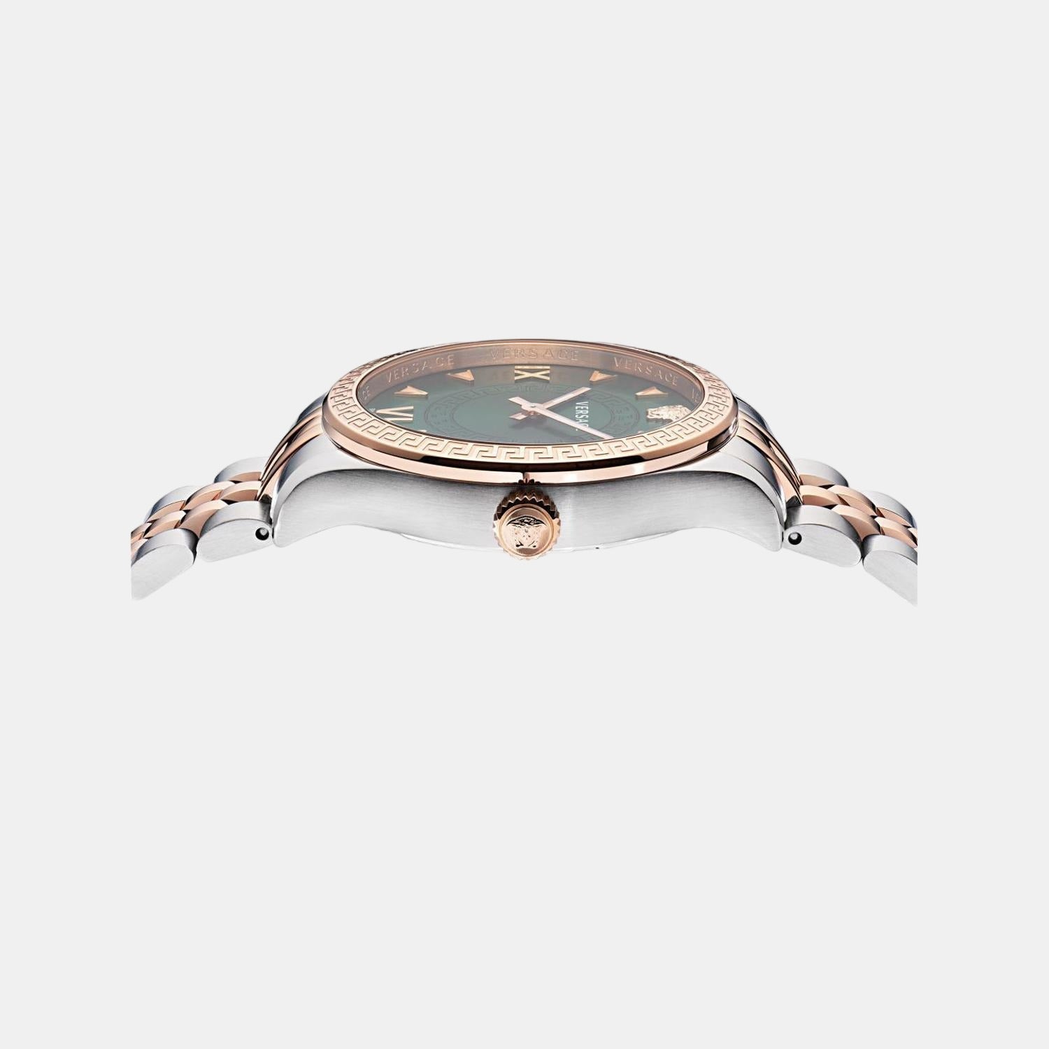 Hellenyium Women Quartz Green Dial Analog Stainless Steel Watch VE2S00422