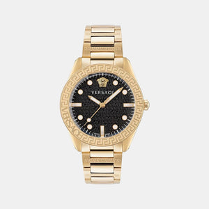 Greca Dome Men Quartz Black Dial Analog Stainless Steel Watch VE2T00522