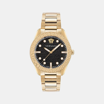 Greca Dome Men Quartz Black Dial Analog Stainless Steel Watch VE2T00522