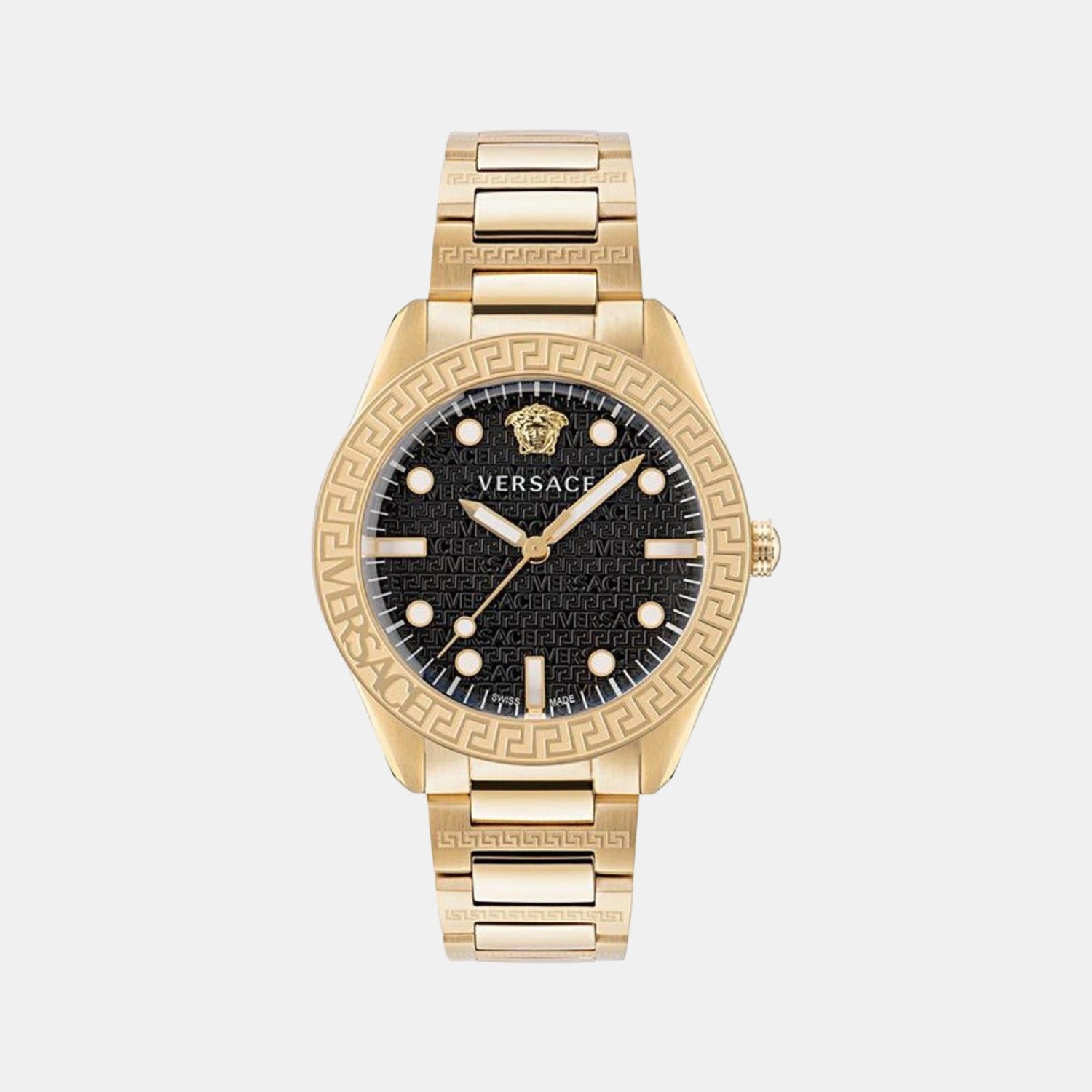 Greca Dome Men Quartz Black Dial Analog Stainless Steel Watch VE2T00522
