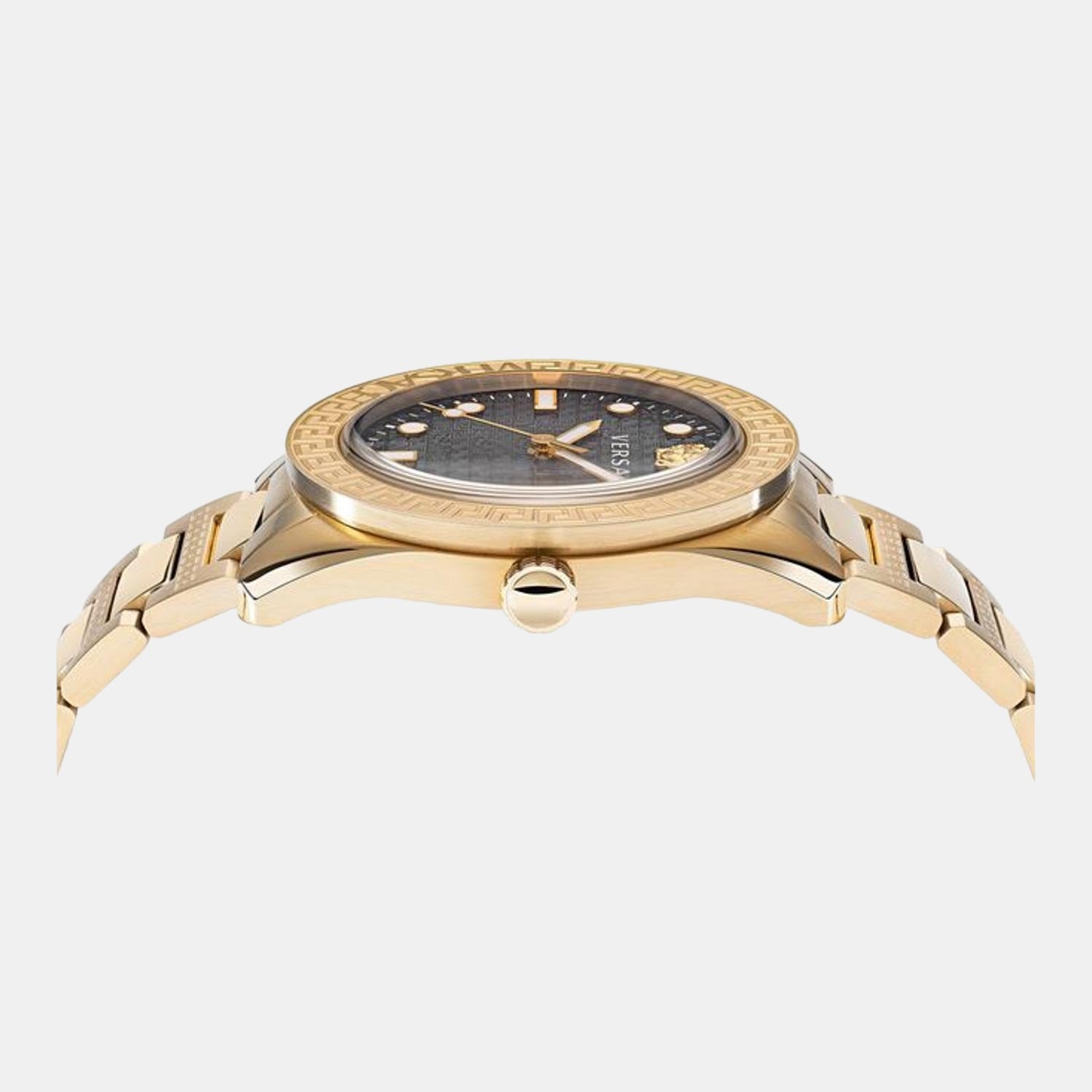 Greca Dome Men Quartz Black Dial Analog Stainless Steel Watch VE2T00522