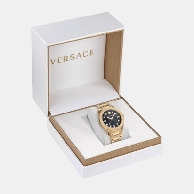 Greca Dome Men Quartz Black Dial Analog Stainless Steel Watch VE2T00522