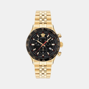 Hellenyium Men Quartz Black Dial Chronograph Stainless Steel Watch VE2U00622
