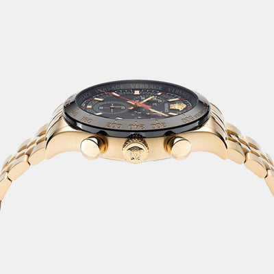Hellenyium Men Quartz Black Dial Chronograph Stainless Steel Watch VE2U00622
