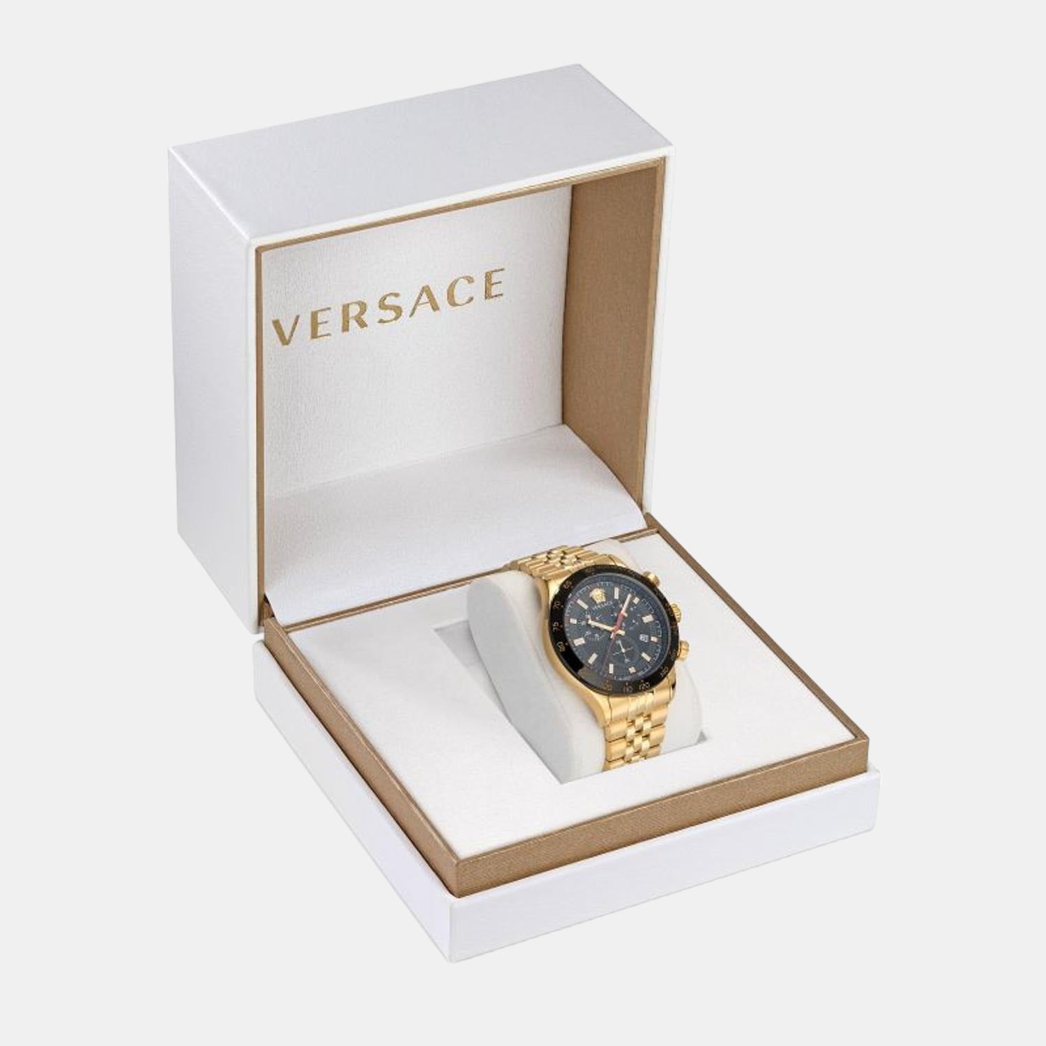 Hellenyium Men Quartz Black Dial Chronograph Stainless Steel Watch VE2U00622