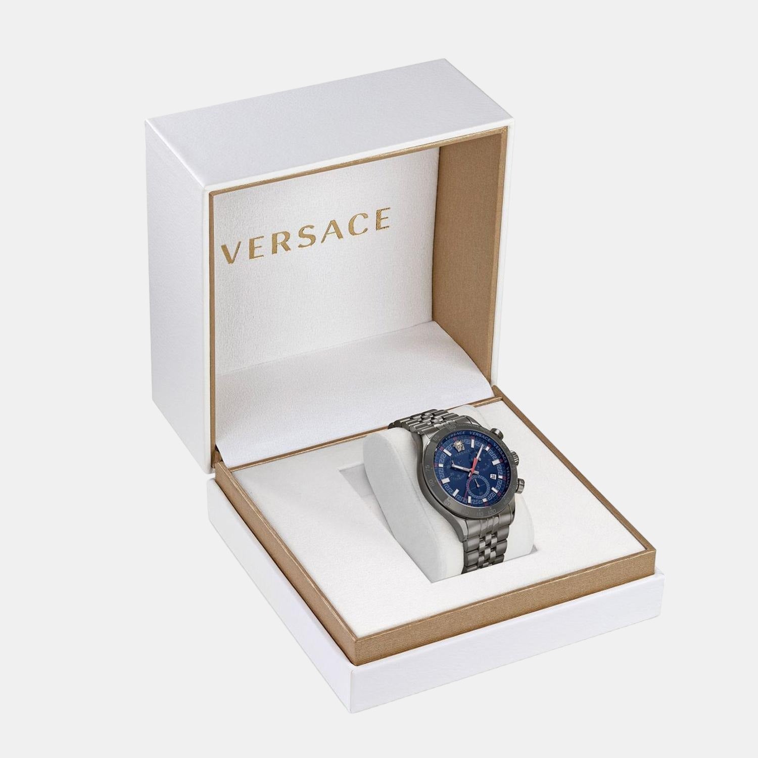 Hellenyium Men Quartz Blue Dial Chronograph Stainless Steel Watch VE2U00722