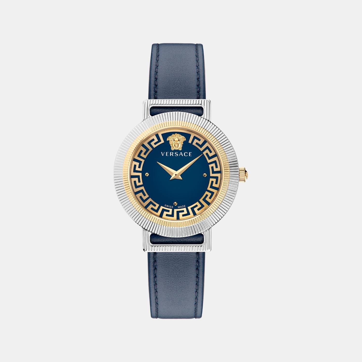 Greca Chic Women Quartz Blue Dial Analog Leather Watch VE3D00122