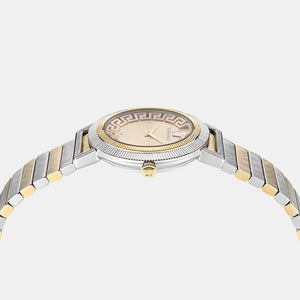 Greca Women Quartz Gold Dial Analog Stainless Steel Watch VE3D00422
