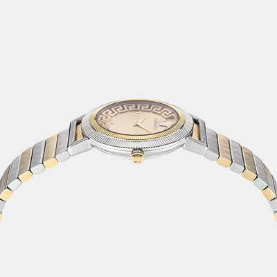 Greca Women Quartz Gold Dial Analog Stainless Steel Watch VE3D00422