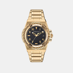Greca Reaction Men Quartz Black Dial Analog Stainless Steel Watch VE3I00522