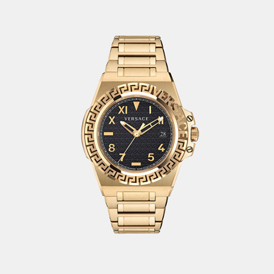 Greca Reaction Men Quartz Black Dial Analog Stainless Steel Watch VE3I00522