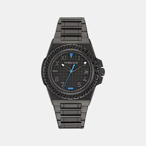 Greca Reaction Men Quartz Black Dial Analog Stainless Steel Watch VE3I00622
