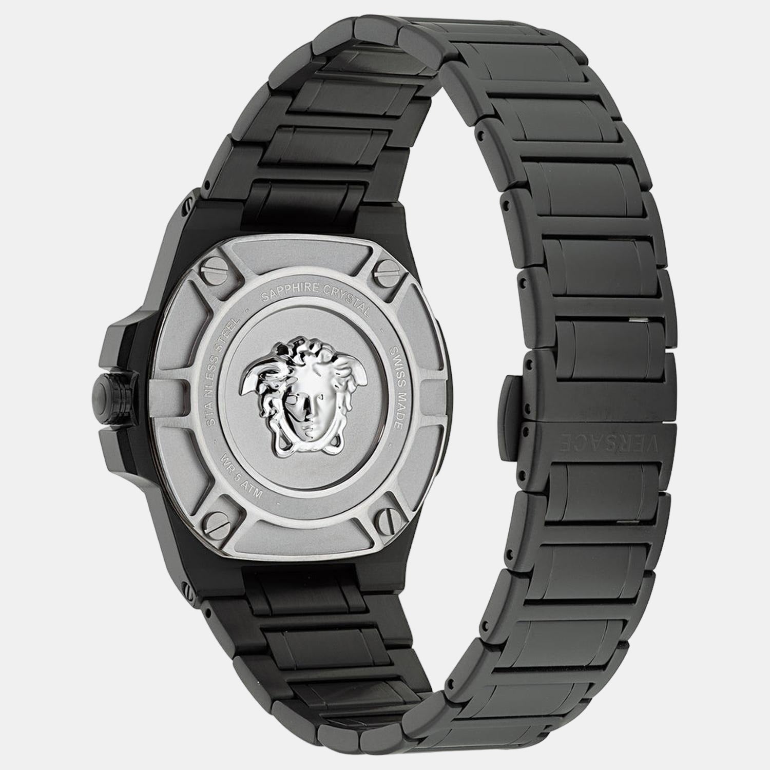 Greca Reaction Men Quartz Black Dial Analog Stainless Steel Watch VE3I00622