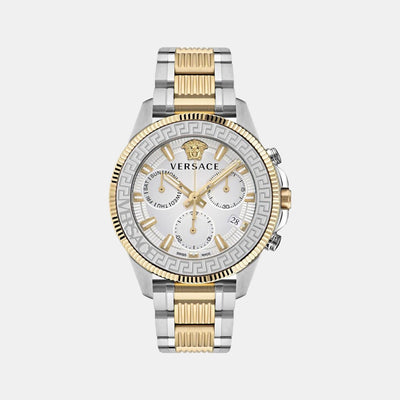 Greca Men Quartz Silver Dial Analog Stainless Steel Watch VE3J00522