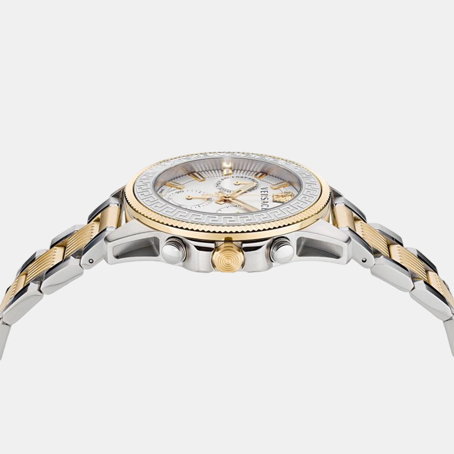Greca Men Quartz Silver Dial Analog Stainless Steel Watch VE3J00522