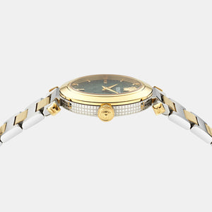 Greek Women Quartz Green Dial Analog Stainless Steel Watch VE5B00525