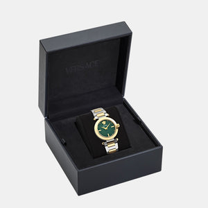 Greek Women Quartz Green Dial Analog Stainless Steel Watch VE5B00525