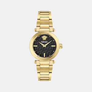 Greek Women Quartz Black Dial Analog Stainless Steel Watch VE5B00625