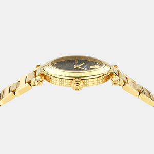 Greek Women Quartz Black Dial Analog Stainless Steel Watch VE5B00625