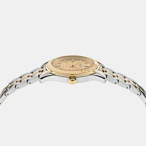 Greca Women Quartz Gold Dial Analog Stainless Steel Watch VE6C00523