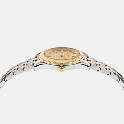 Greca Women Quartz Gold Dial Analog Stainless Steel Watch VE6C00523