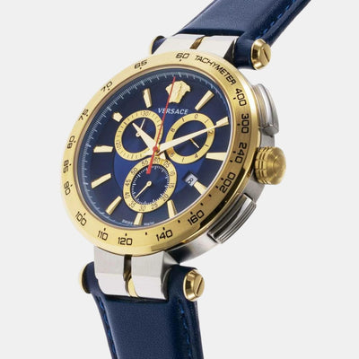 Aion Men Quartz Blue Dial Chronograph Leather Watch VE6CA0223