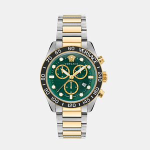 Greca Dome Men Quartz Green Dial Chronograph Stainless Steel Watch VE6K00423
