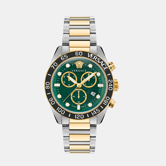 Greca Dome Men Quartz Green Dial Chronograph Stainless Steel Watch VE6K00423