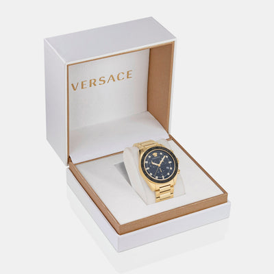 Greca Dome Men Quartz Black Dial Chronograph Stainless Steel Watch VE6K00523