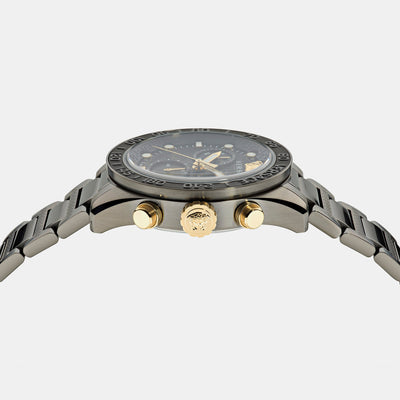 Greca Dome Men Quartz Black Dial Chronograph Stainless Steel Watch VE6K00623