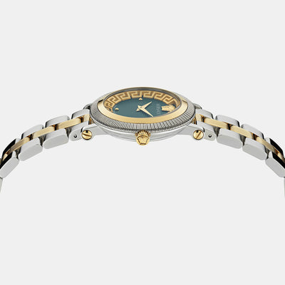 Greca Flourish Women Quartz Green Dial Analog Stainless Steel Watch VE7F00523