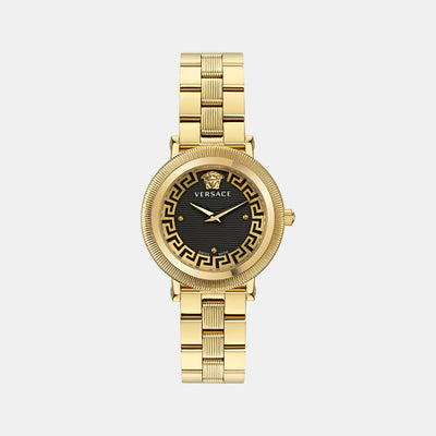 Greca Flourish Women Quartz Black Dial Analog Stainless Steel Watch VE7F00623