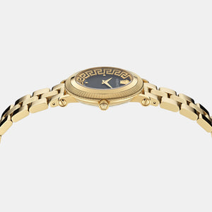 Greca Flourish Women Quartz Black Dial Analog Stainless Steel Watch VE7F00623
