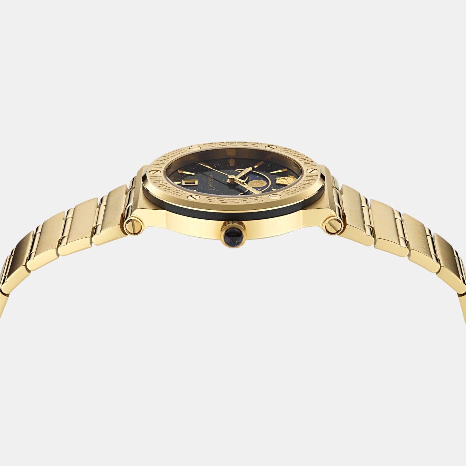 Greca Logo Moonphase Unisex Quartz Black Dial Analog Stainless Steel Watch VE7G00323