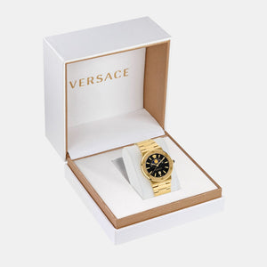 Greca Logo Moonphase Unisex Quartz Black Dial Analog Stainless Steel Watch VE7G00323