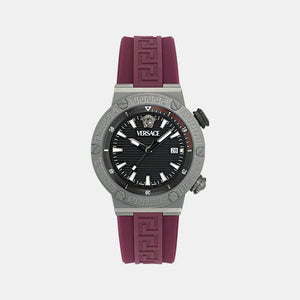 Greca Logo Diver Men Quartz Black Dial Analog Recycled PU Watch VE8G00224