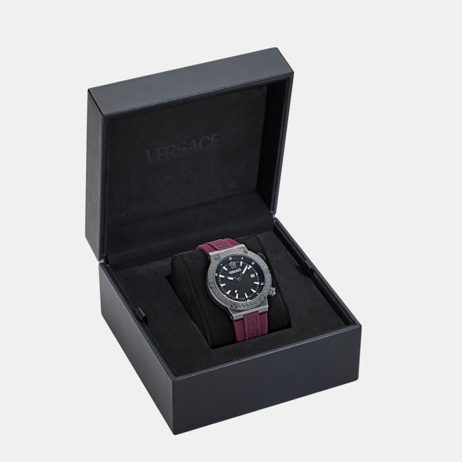 Greca Logo Diver Men Quartz Black Dial Analog Recycled PU Watch VE8G00224