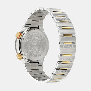 Greca Logo Diver Men Quartz Two Tone Dial Analog Stainless Steel Watch VE8G00424