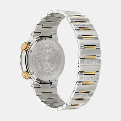 Greca Logo Diver Men Quartz Two Tone Dial Analog Stainless Steel Watch VE8G00424